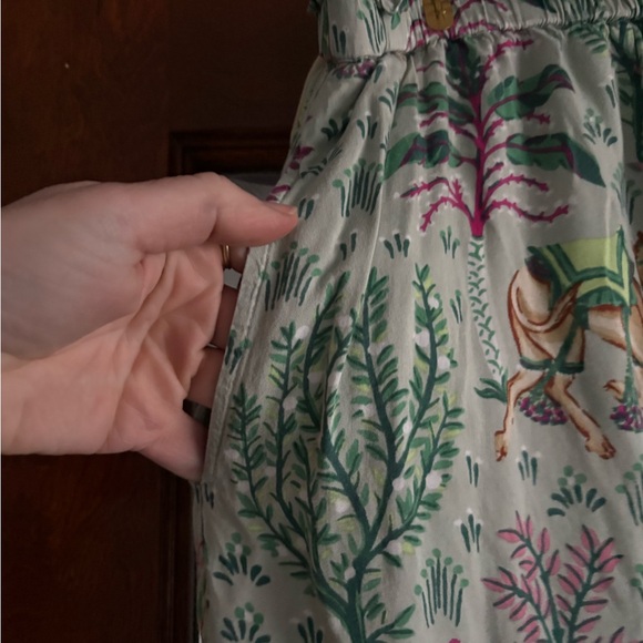 Printfresh Eco Satin Wildest Dreams Pants in Camel's Courtyard Avocado Green - Picture 7 of 10